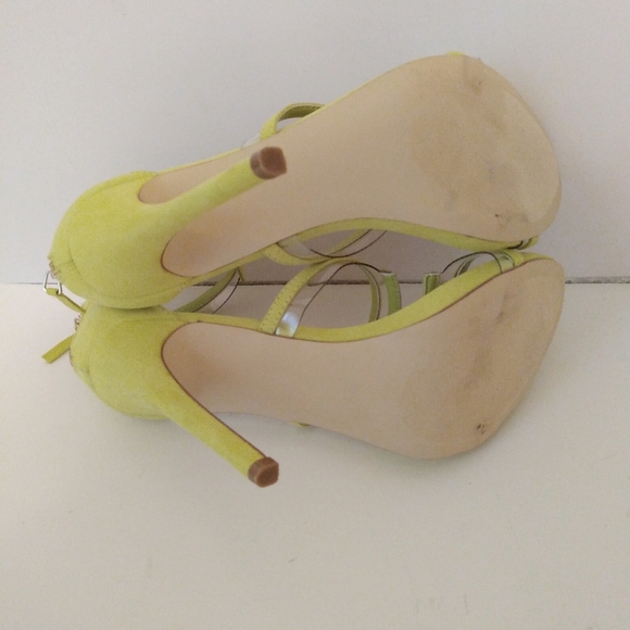 Shoe Dazzle Faux Suede Clear Strappy Zip 5" Heels sz 9 - Picture 10 of 10